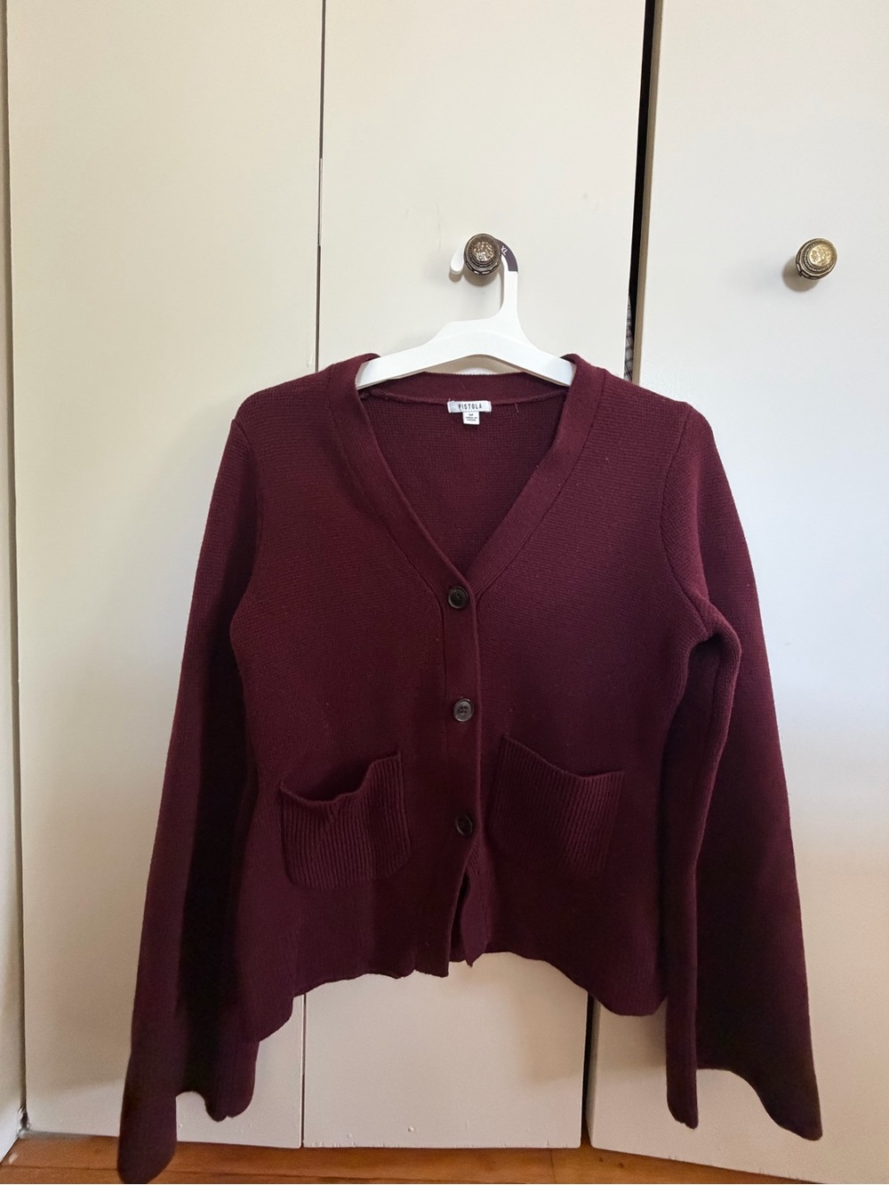 pistola Burgundy Button-Front Women's Cardigan